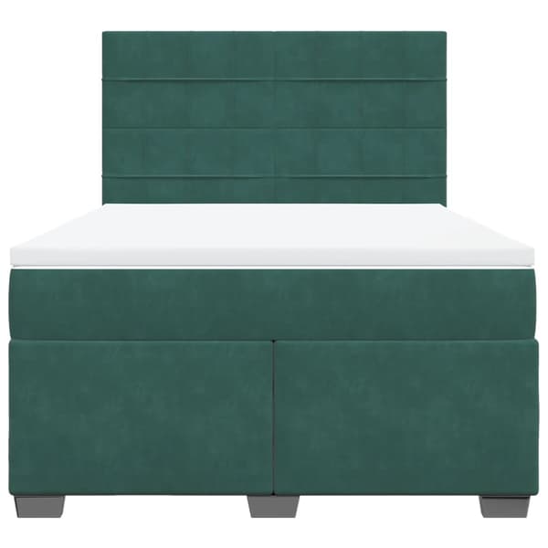 vidaXL Ramsäng med madrass mörkgrön 140x190 cm sammet Grön
