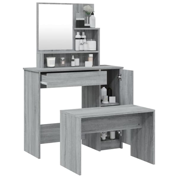 vidaXL Sminkbord set grå sonoma 86,5x35x136 cm Grå
