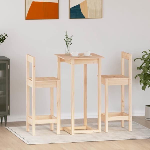 vidaXL Barmöbler 3 delar massiv furu Brun