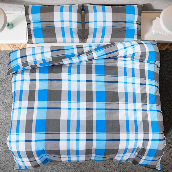 vidaXL Bäddset blå och grå 220x240 cm bomull Grå