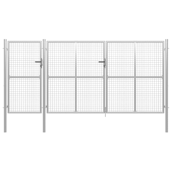vidaXL Trädgårdsgrind stål 400x150 cm silver Silver