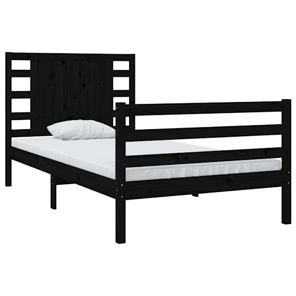 vidaXL Sängram svart massiv furu 90x200 cm Svart