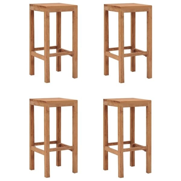 vidaXL Barstolar 4 st massiv teak Brun