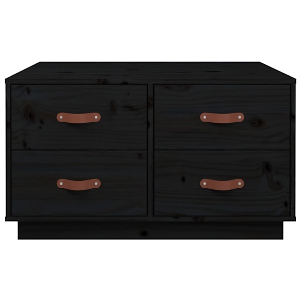vidaXL Soffbord svart 80x80x45 cm massiv furu Svart