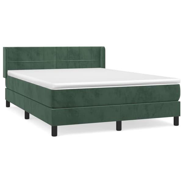 vidaXL Ramsäng med madrass mörkgrön 140x190 cm sammet Grön