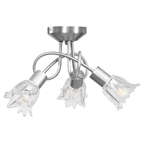 vidaXL Taklampa med transparenta glasskärmar för 3 E14-lampor tulpan Transparent
