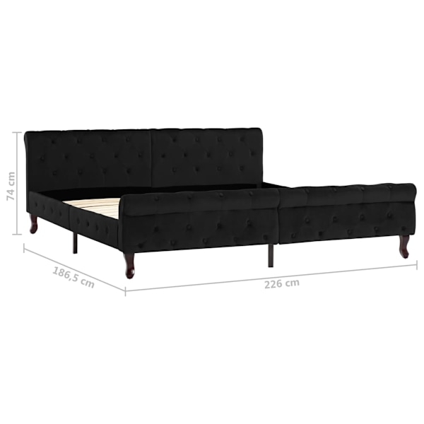 vidaXL Sängram svart sammet 180x200 cm Svart