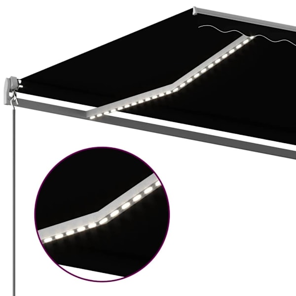 vidaXL Markis manuellt infällbar med LED 6x3 m antracit Antracit