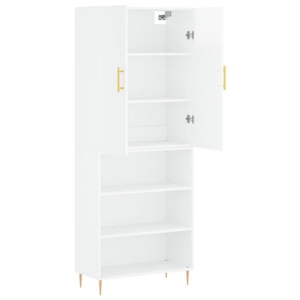 vidaXL Högskåp högglans vit 69,5x34x180 cm konstruerat trä Vit