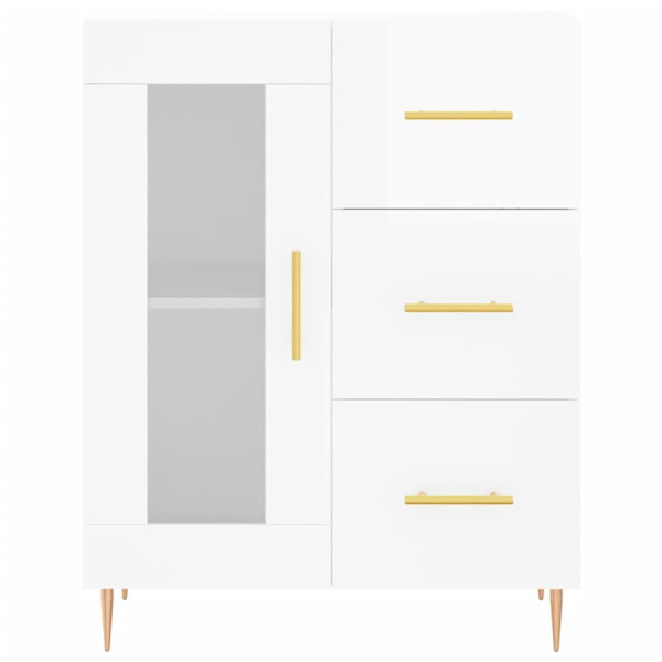 vidaXL Högskåp högglans vit 69,5x34x180 cm konstruerat trä Vit