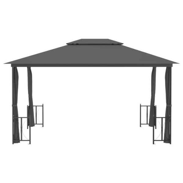 vidaXL Paviljong med draperier och dubbelt tak 3x4 m antracit Antracit