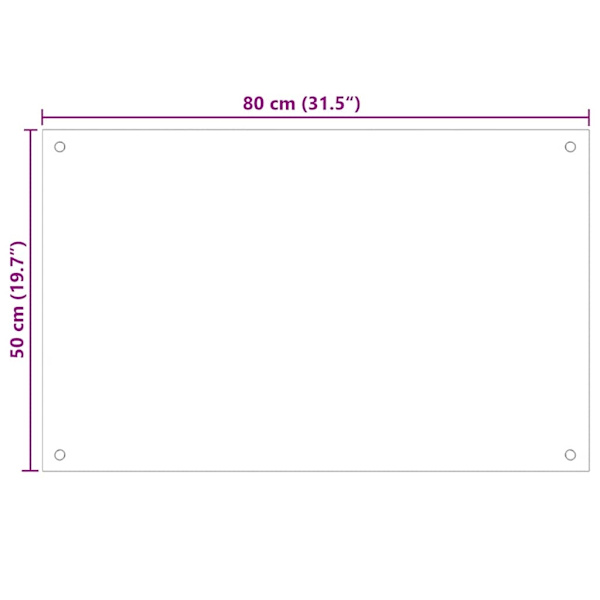 vidaXL Stänkskydd transparent 80x50 cm härdat glas Transparent