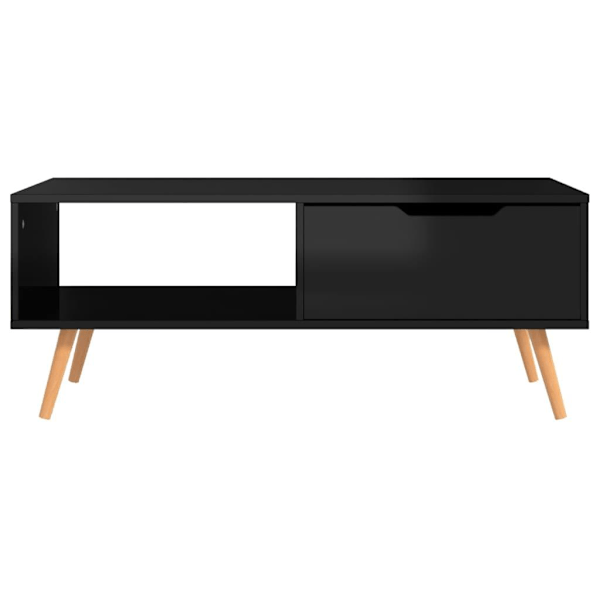 vidaXL Soffbord svart högglansig 100x49,5x43 cm spånskiva Svart