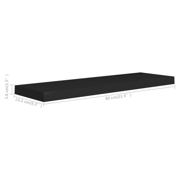 vidaXL Svävande vägghyllor 2 st svart 80x23,5x3,8 cm MDF Svart