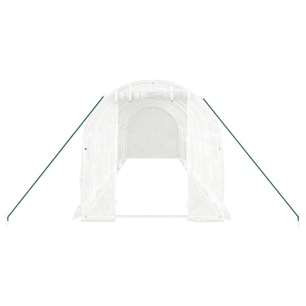 vidaXL Växthus med stålram vit 16 m² 8x2x2 m Vit