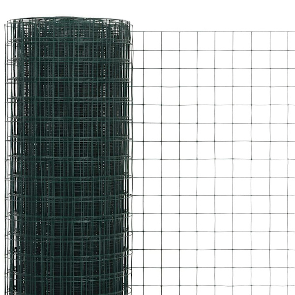 vidaXL Hönsnät stål med PVC-beläggning 10x0,5 m grön Grön