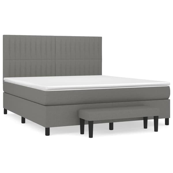 vidaXL Ramsäng med madrass mörkgrå 160x200 cm tyg Grå