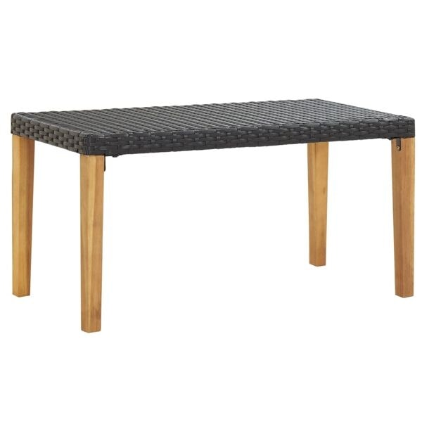 vidaXL Trädgårdsbänk 120 cm svart konstrotting och massivt akaciaträ Svart