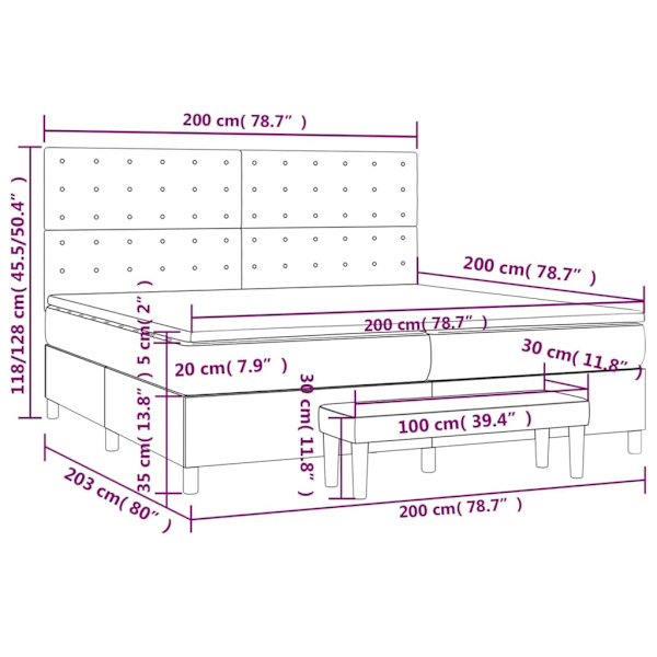 vidaXL Ramsäng med bäddmadrass cappuccino 200x200 cm konstläder Brun