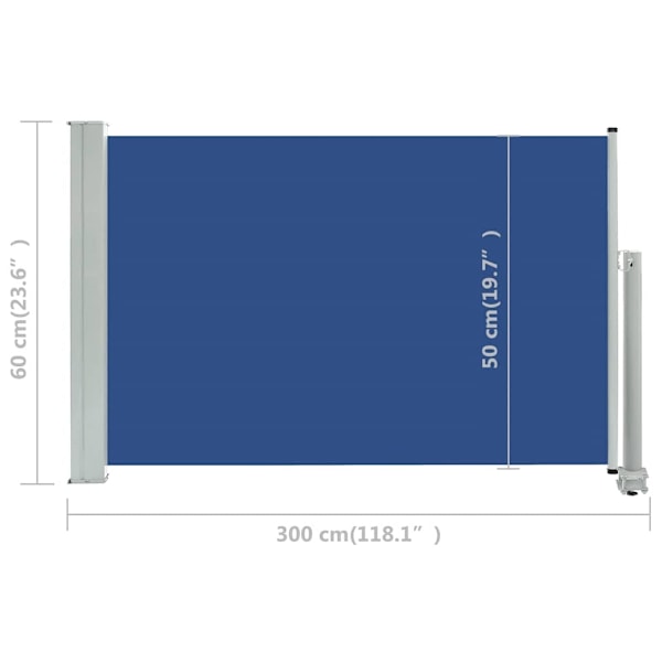vidaXL Infällbar sidomarkis 60x300 cm blå Blå