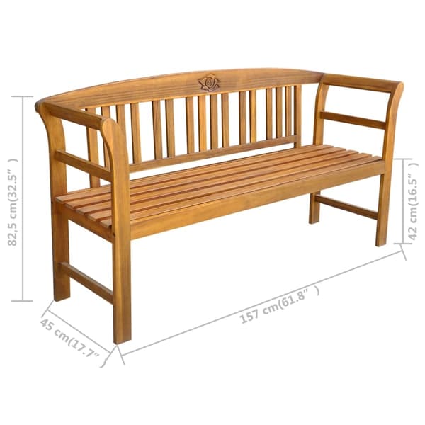 vidaXL Rosabänk 1 -sitsig 157 cm Solid Acacia wood Natural Brun