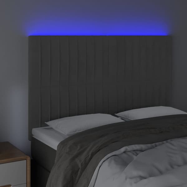 vidaXL Sänggavel LED mörkgrå 144x5x118/128 cm sammet Grå