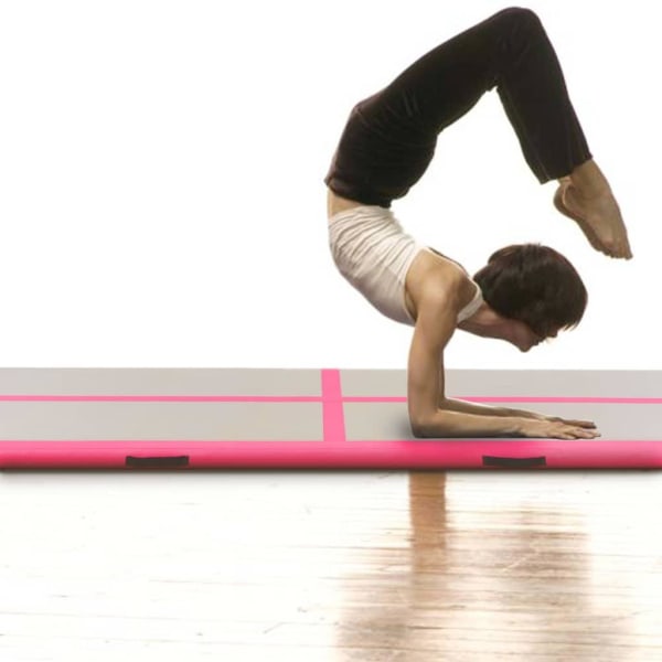 vidaXL Uppblåsbar gymnastikmatta med pump 700x100x10 cm PVC rosa Rosa