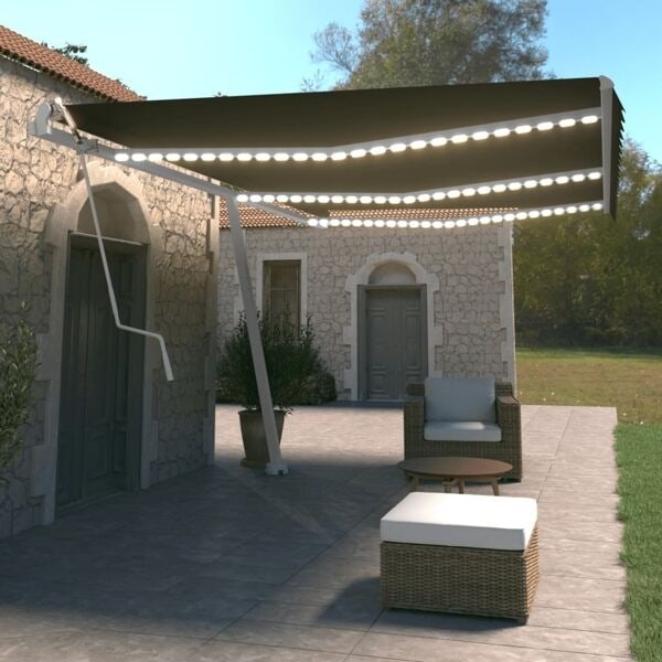 vidaXL Automatisk markis med vindsensor & LED 600x350 cm antracit Antracit