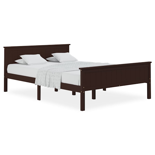 vidaXL Sängram mörkbrun massiv furu 160x200 cm Brun