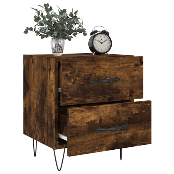 vidaXL Sängbord 2 st rökfärgad ek 40x35x47,5 cm konstruerat trä Brun