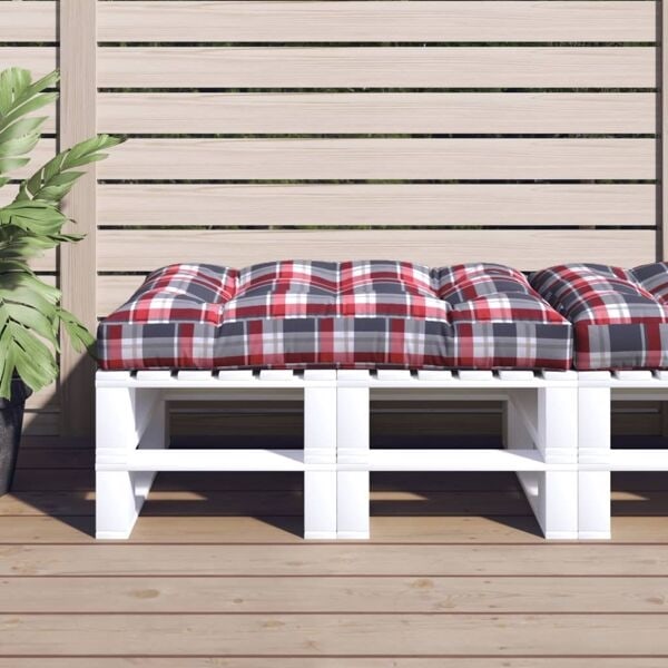 vidaXL Palldyna rödrutig 120x80x12 cm tyg multifärg