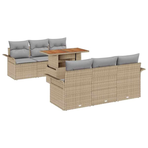 vidaXL Trädgårdsoffset 7 st beige och ljusgrå Beige