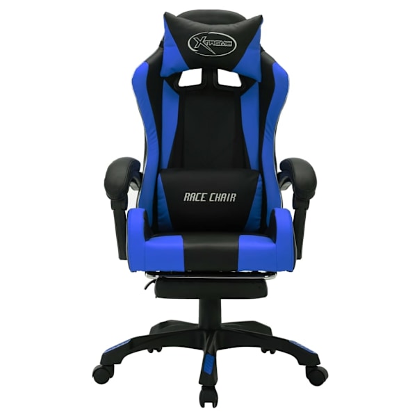 vidaXL Gamingstol med RGB LED-lampor blå och svart konstläder multifärg
