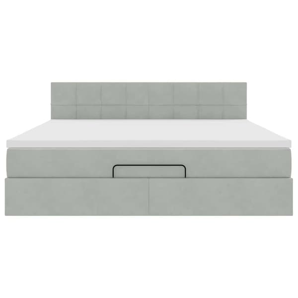 vidaXL Ottoman sängram med madrass ljusgrå 180x200 cm sammet Grå