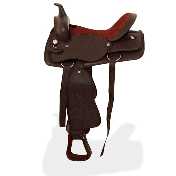 vidaXL Westernsadel träns&halsband äkta läder 17" brun Brun