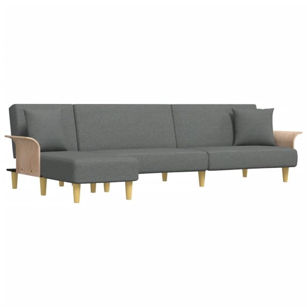 vidaXL L-formad bäddsoffa mörkgrå 279x140x70 cm tyg Grå