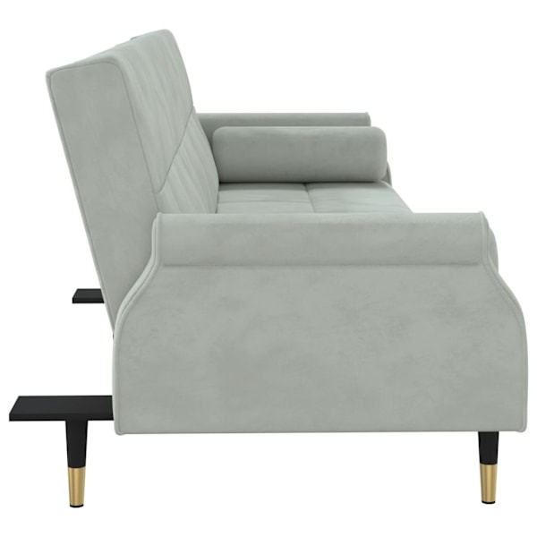 vidaXL Bäddsoffa med dynor ljusgrå sammet Grå