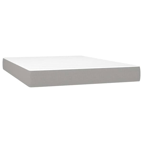 vidaXL Ramsäng med madrass & LED ljusgrå 140x190 cm tyg Grå