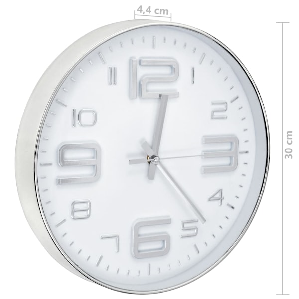 vidaXL Väggklocka 30 cm silver Vit