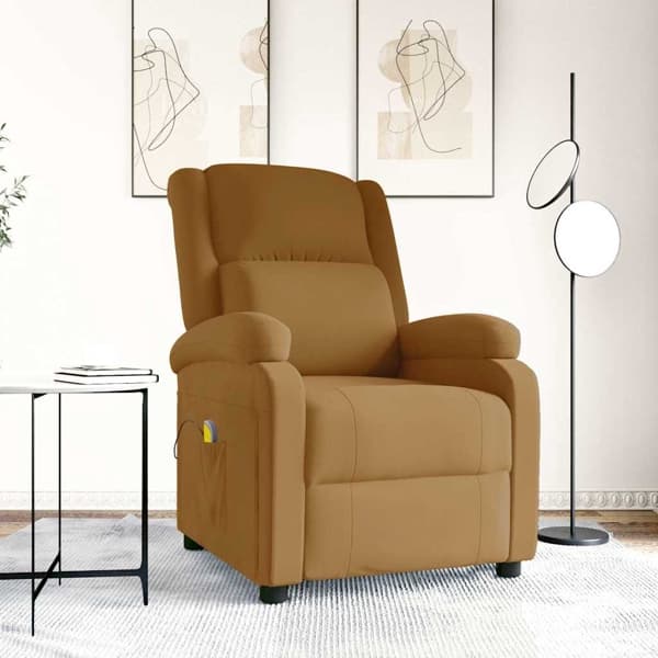 vidaXL Massagefåtölj brun sammet Brun