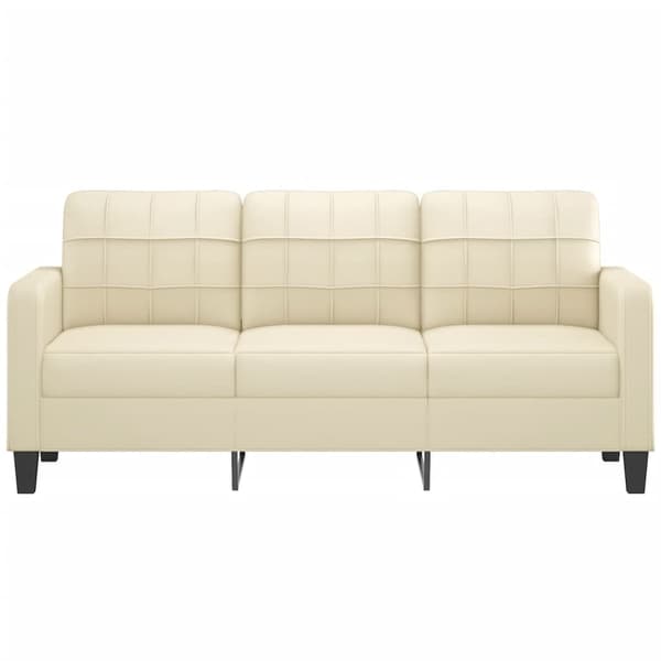 vidaXL 3-sitssoffa gräddvit 180 cm konstläder Kräm