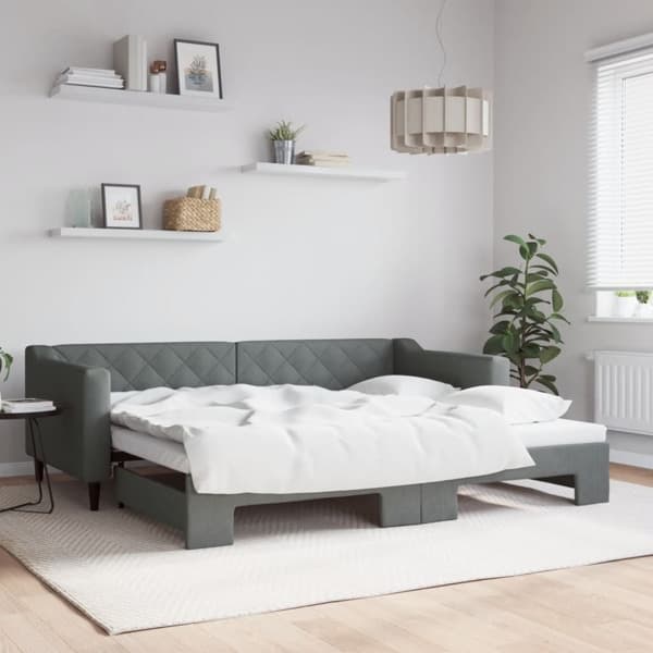 vidaXL Dagbädd utdragbar mörkgrå 90x200 cm tyg Grå