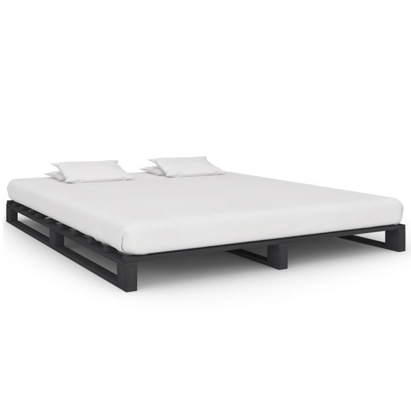 vidaXL Pallsängram grå massiv furu 200x200 cm grå
