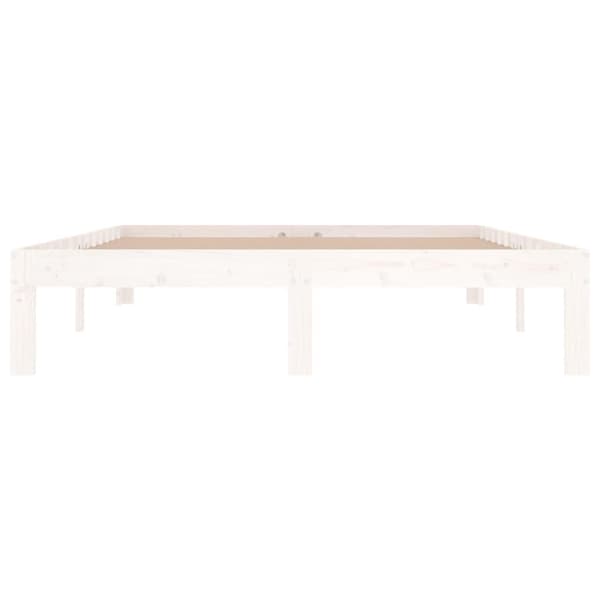 vidaXL Sängram vit massivt trä 135x190 cm Vit