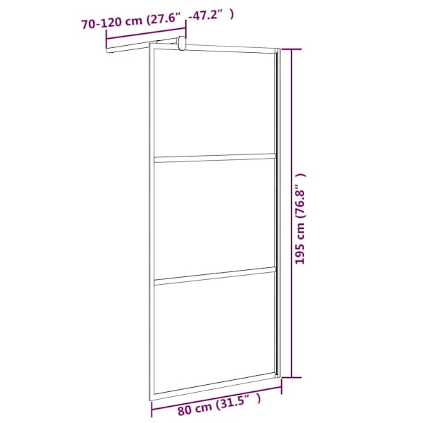 vidaXL Duschvägg 80x195cm ESG-glas med stendesign svart Svart
