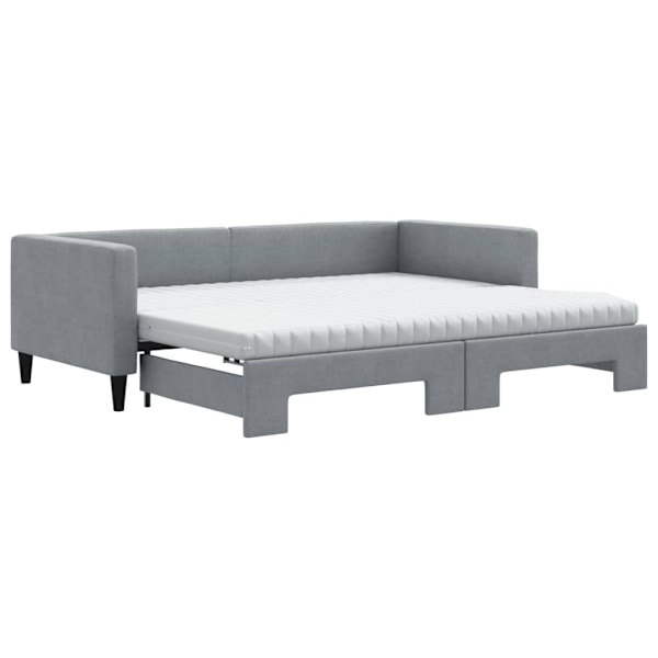 vidaXL Dagbädd med extrabädd och madrasser ljusgrå 90x190 cm tyg Grå