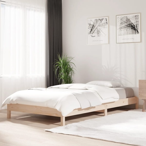 vidaXL Stapelbar säng 90x200 cm massivt furuträ Brun