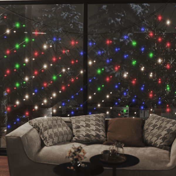 vidaXL Ljusnät flerfärgad 3x2 m 204 LED inne/ute multifärg