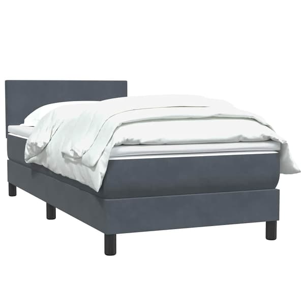 vidaXL Ramsäng med madrass mörkgrå 80x210 cm sammet Grå