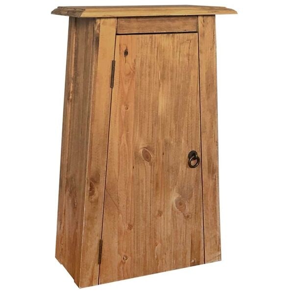 vidaXL Väggskåp badrum massiv furu 42x23x70 cm Brun
